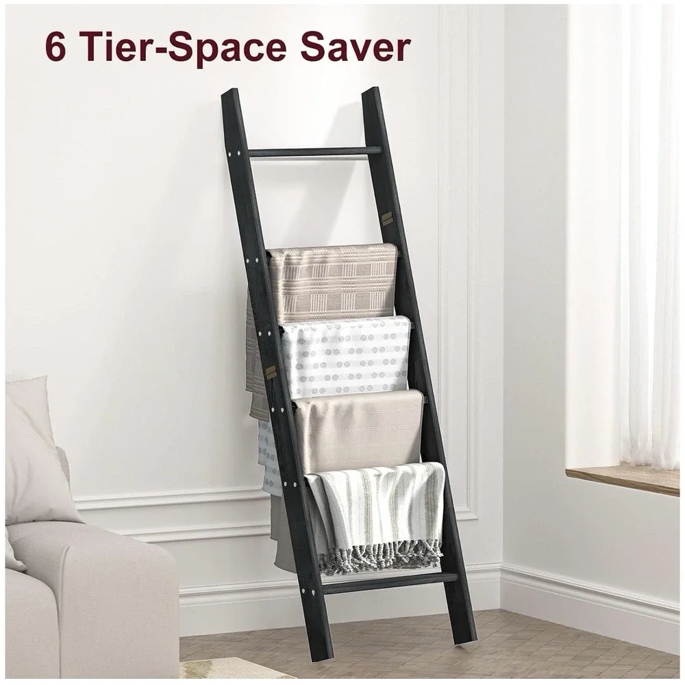 Blanket Ladders For The Living Room 6 Tier Blanket Holder Wall Leaning Blanket